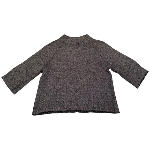 The Fisher Project Mock Neck Marled Knit Crop Sweater Gray Black - Size Medium - Picture 6 of 8